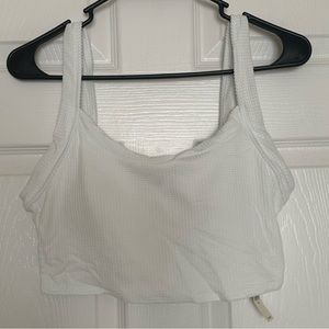 Aerie White Waffle Bikini Top